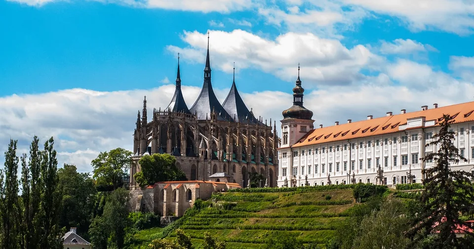 St Barbara's Cathedral beside the long Jesuit College